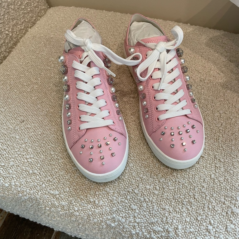 NIB Stuart Weitzman Pink Goldie Glam Convertible Sneaker 6.5